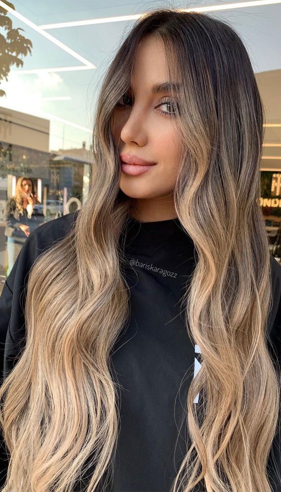 Thick Wavy Classic Dark to Blonde Thick Wavy Classic Dark to Blonde — Winter Ombre Hair