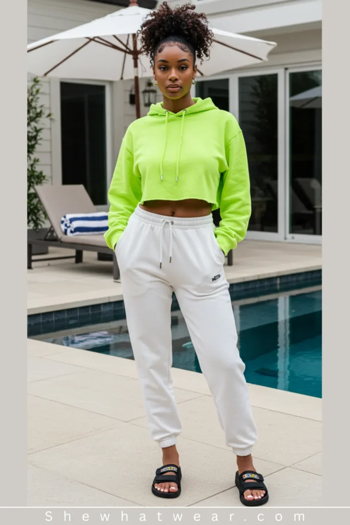 Neon Cropped Hoodie: Athleisure Statement — Hoodie Outfits