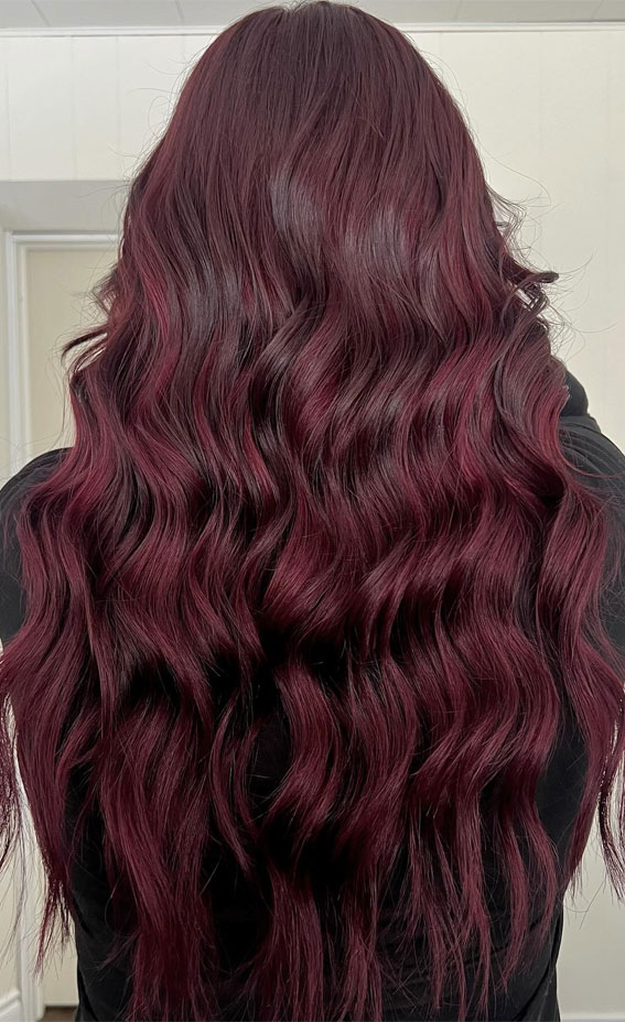 Deep Burgundy with Violet Undertones — Cherry Cola Hair Color