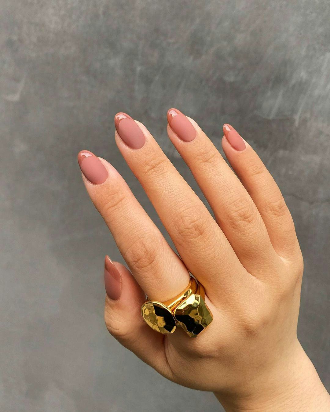 Dusty Rose Matte With Nude French Tips Dusty Rose Matte With Nude French Tips — Winter Matte Nails