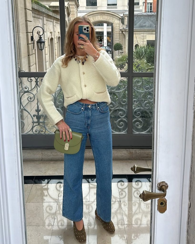 Blue Puffer Coat with White Trousers Blue Puffer Coat with White Trousers — Old Money Winter Outfits