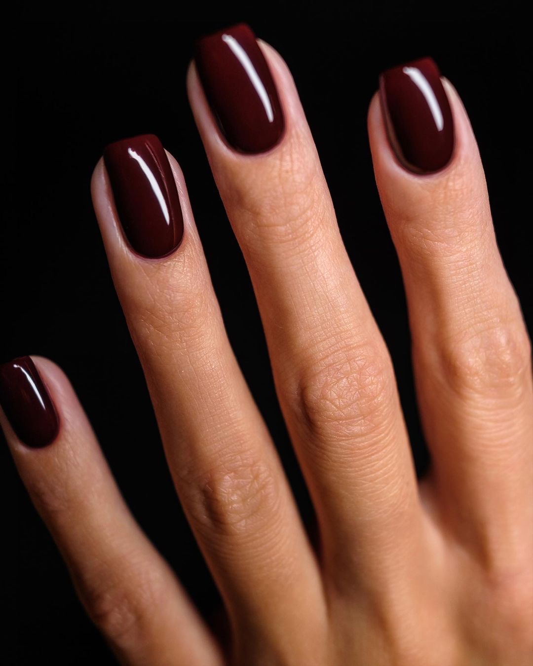Wine Red Short Rounded Nails Wine Red Short Rounded Nails — Winter Nail Colors for Women Over 40