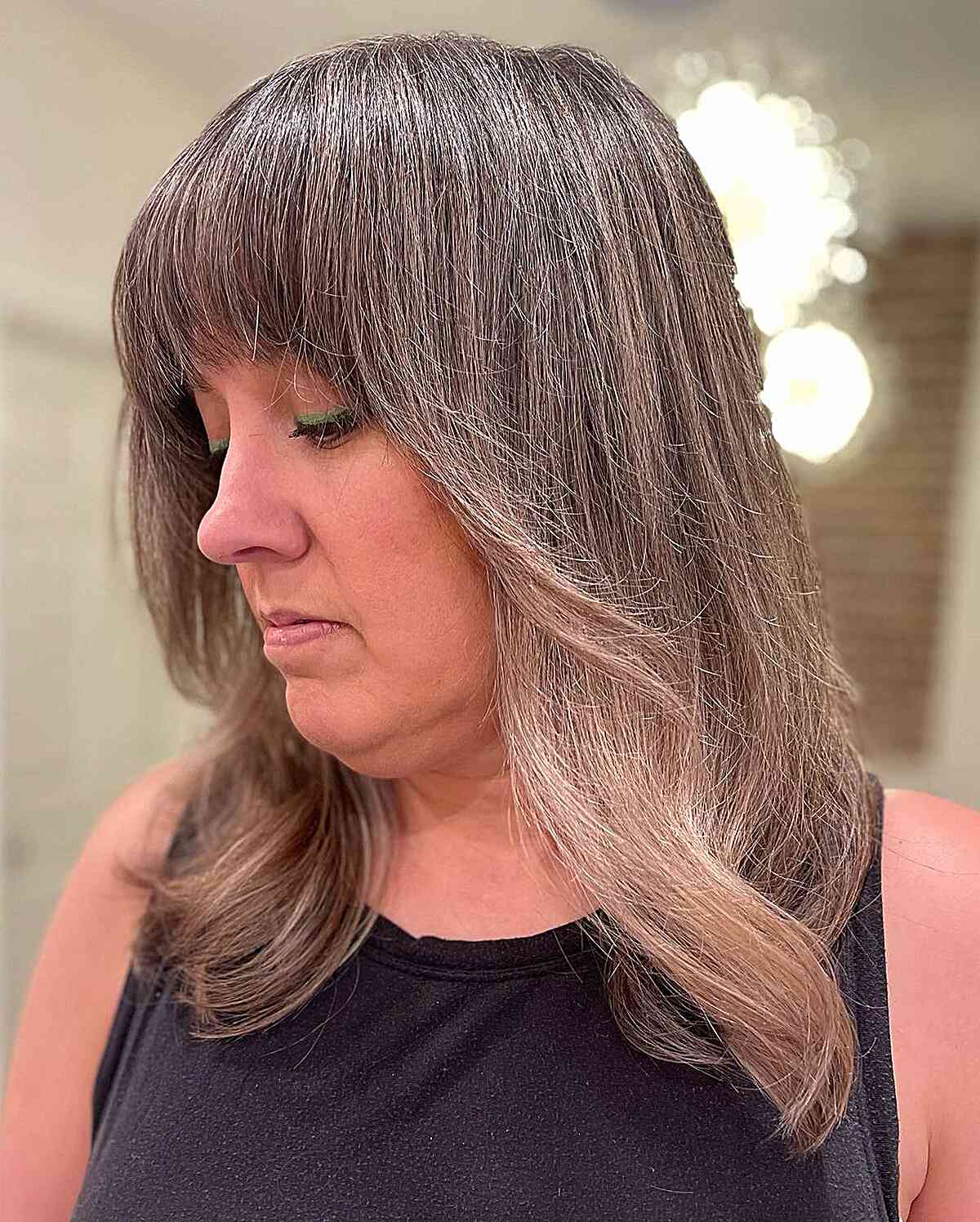 Collarbone Lob With Brown Balayage — Winter Haircuts for Plus Size Women