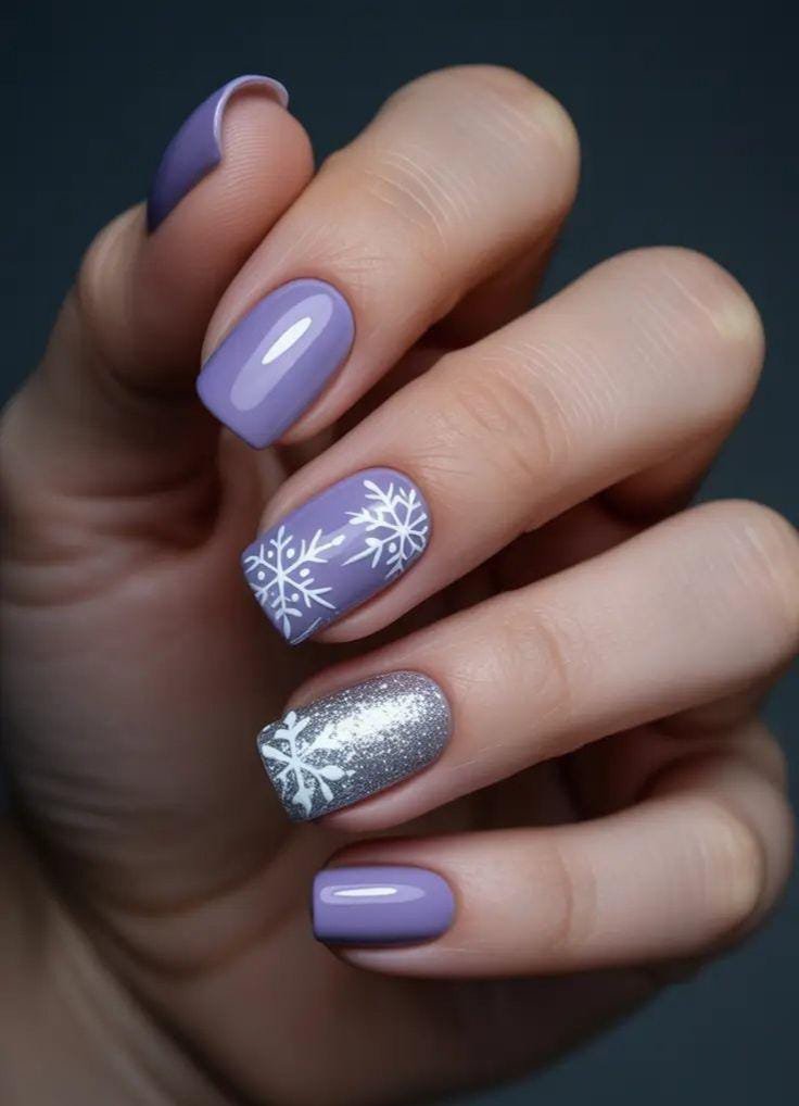Pastel Purple Snowflake Glitter Square Pastel Purple Snowflake Glitter Square — Winter Purple Nails