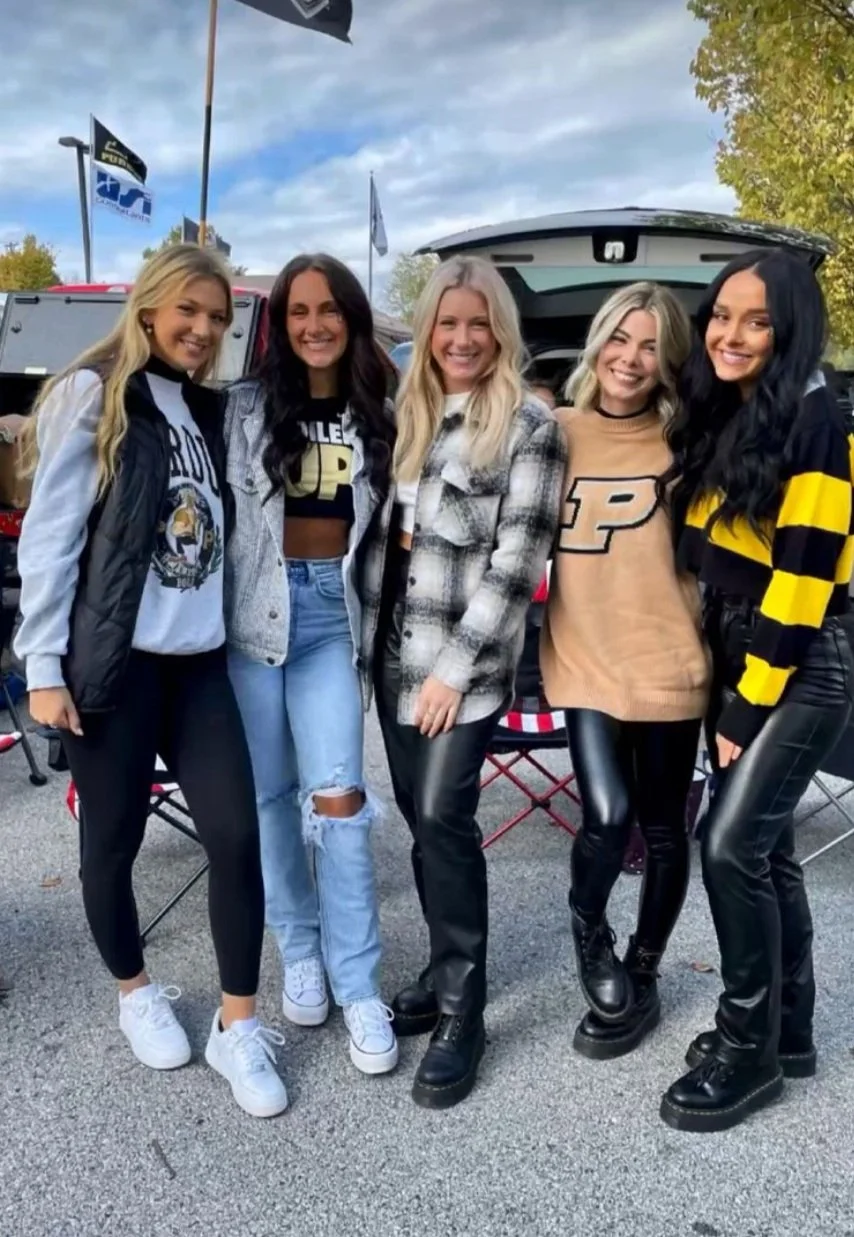 Variety of Game Day Styles: Puffer Vests to Denim Jackets Variety of Game Day Styles: Puffer Vests to Denim Jackets — Cold Weather Game Day Outfits