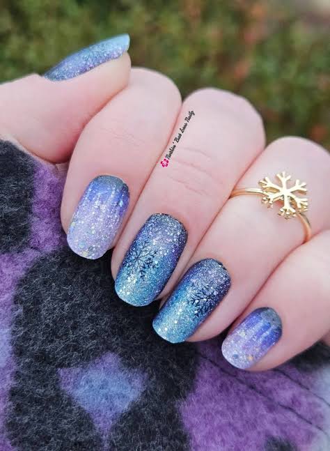 Purple Blue Teal Glitter Ombre Square Nails Purple Blue Teal Glitter Ombre Square Nails — Winter Ombre Nails