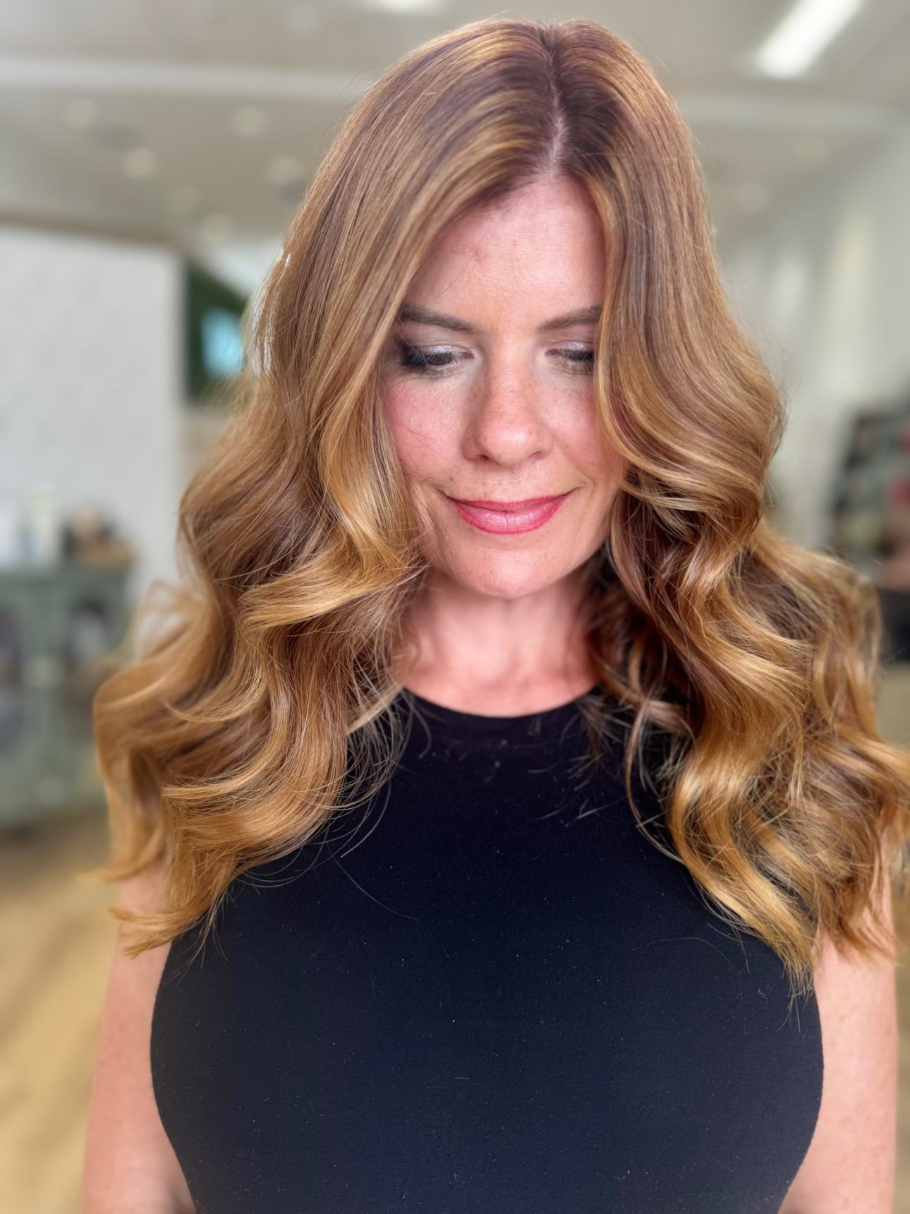 Collarbone Copper Red With Blonde Highlights — Winter Hair Colors for Redheads