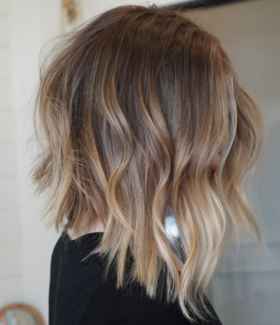 Blonde Balayage Lob With Loose Waves — Winter Lob Haircuts
