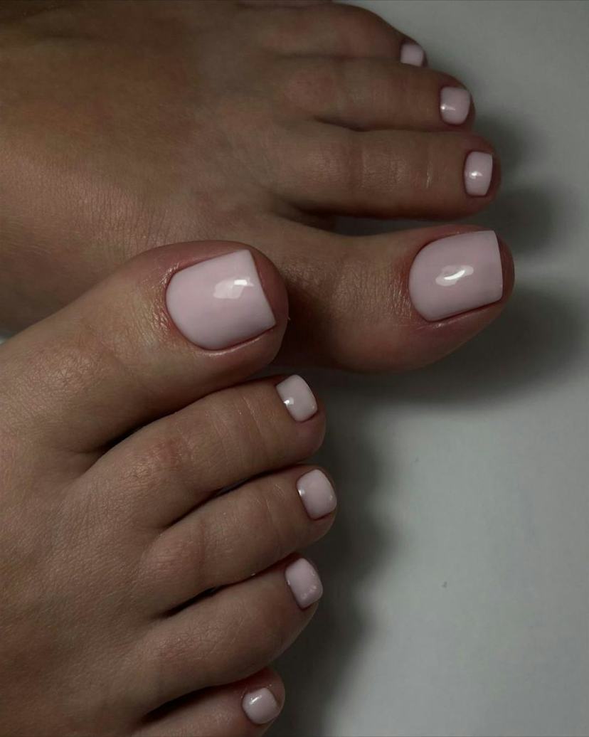 Light Pink Subtle Shimmer Toes — Winter Toe Nails