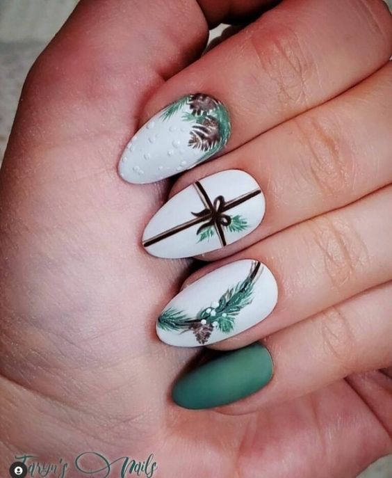 Matte & Glossy Winter Gift Box Nails Matte & Glossy Winter Gift Box Nails — Winter Vacation Nails