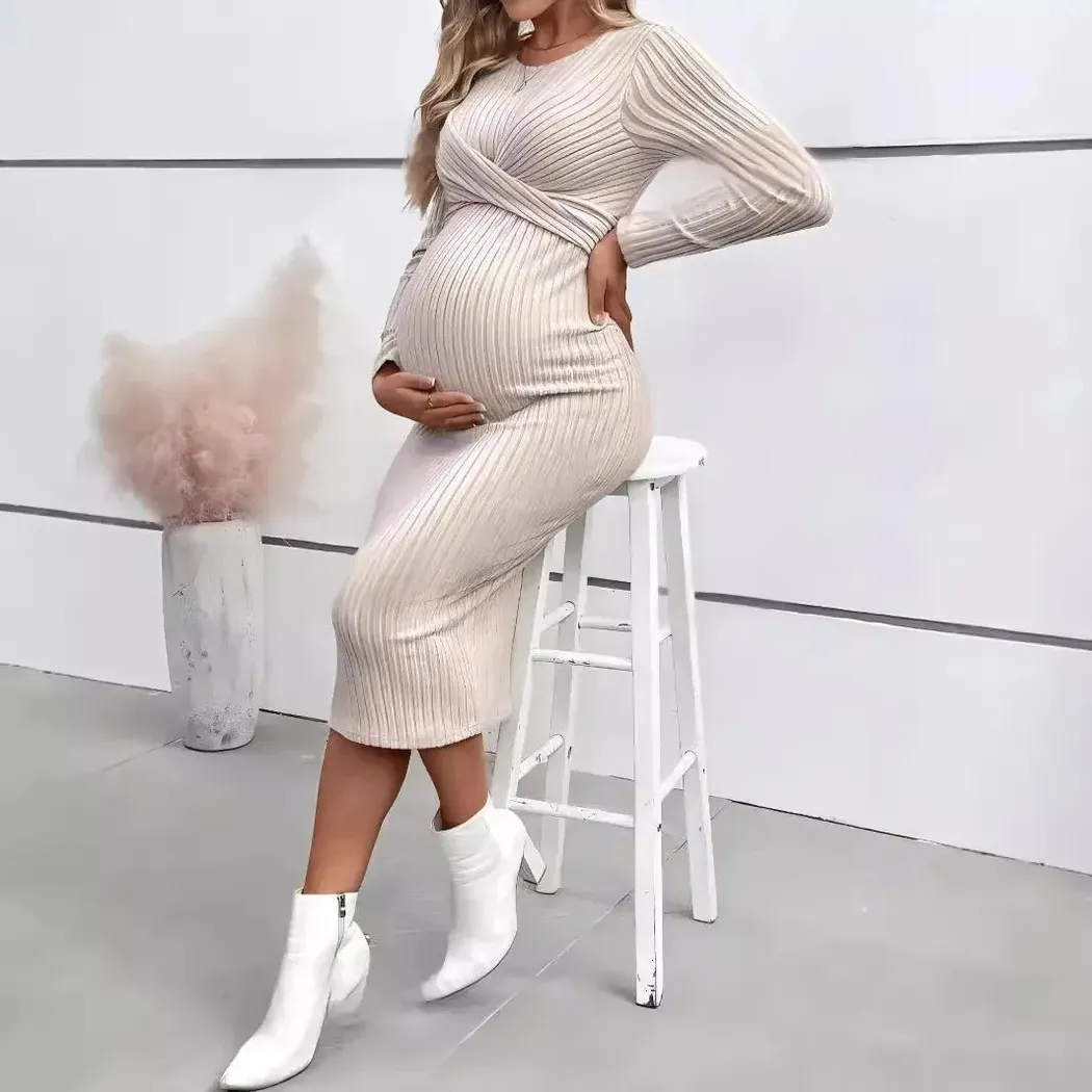 White Heeled Ankle Boots Outfit Idea — Winter Maternity Outfits