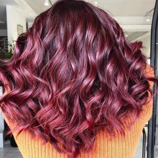 Vibrant Glossy Cherry Red Waves — Cherry Cola Hair Color