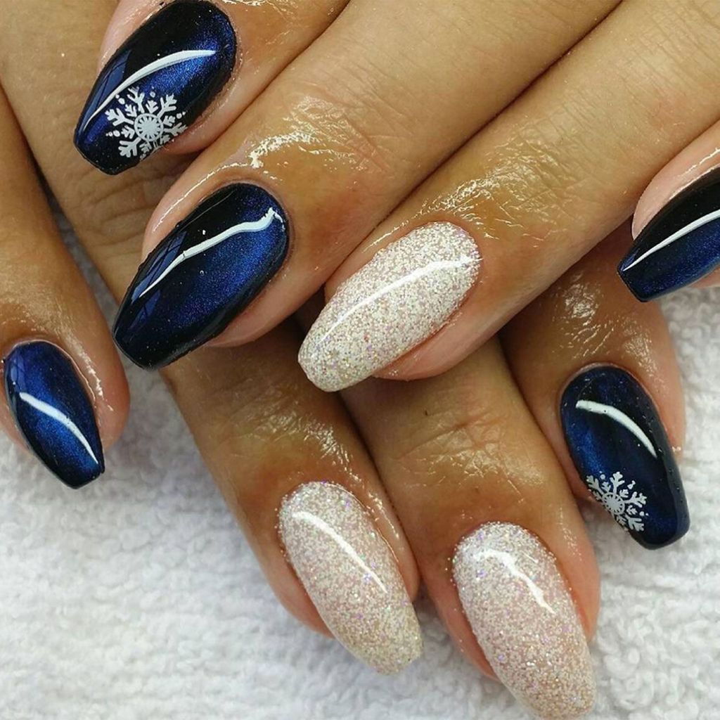Deep Blue Snowflake Glitter Deep Blue Snowflake Glitter — Dark Winter Nails