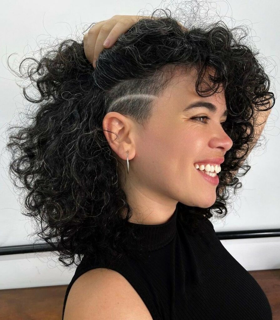 Undercut Bob With Grey Strands — Winter Haircuts for Curly Hair
