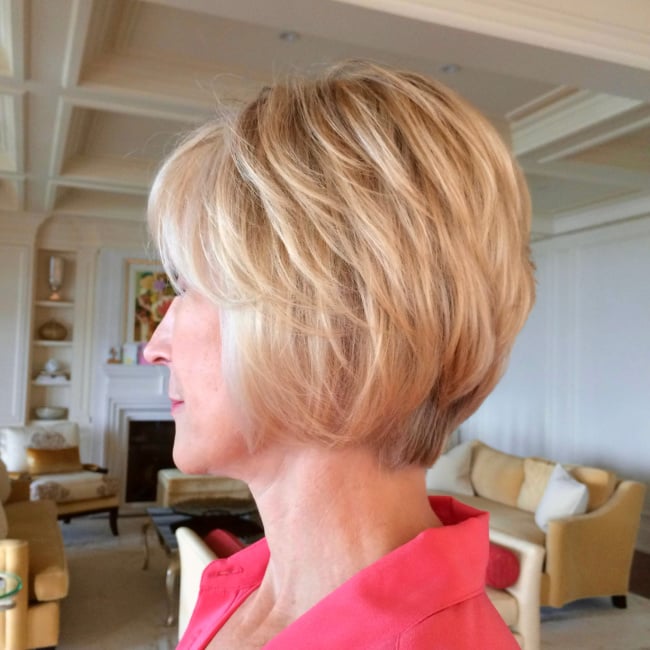 Layered Ash Blonde Bob Layered Ash Blonde Bob — Winter Hair Colors for Women Over 40