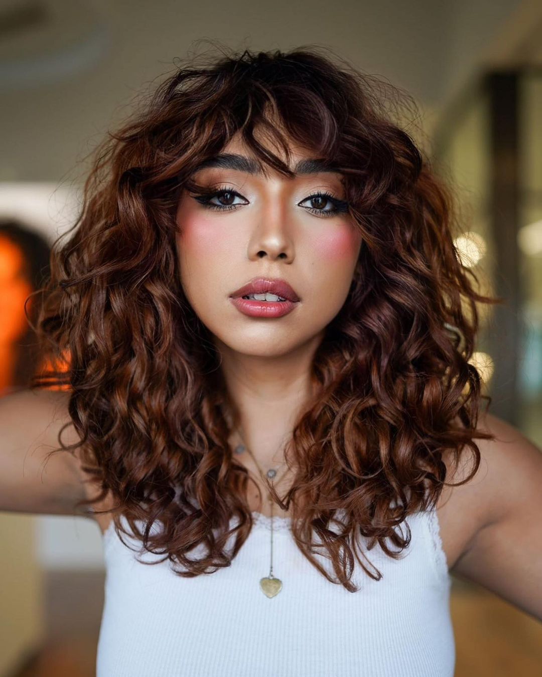 Dark Brown With Blonde Balayage — Winter Hair Colors for Curly Hair