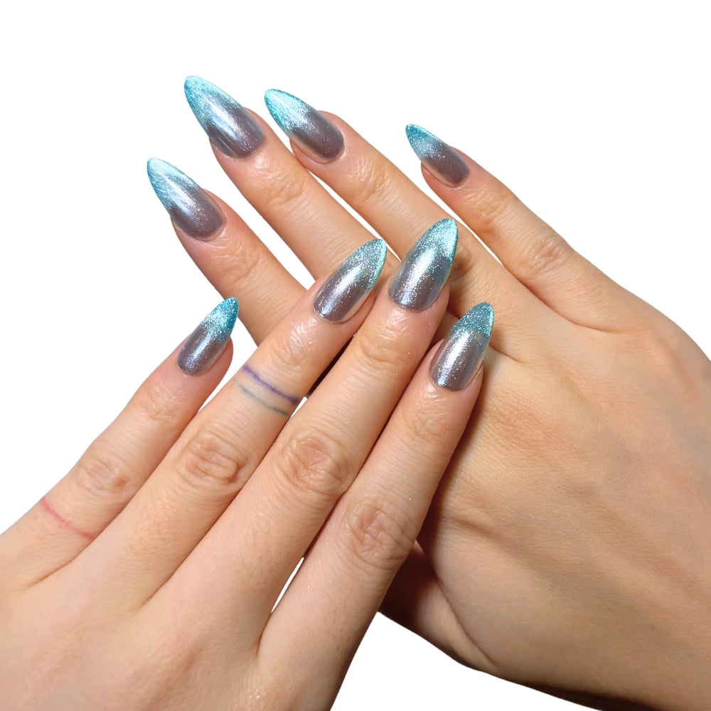 Icy Blue with Silver Chrome Accent — Icy Blue Nails