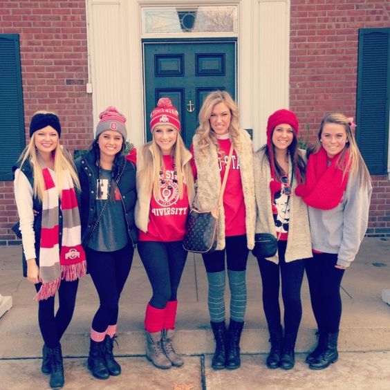 Coordinated Team Spirit Wear for a Group Winter Football Game Outfits