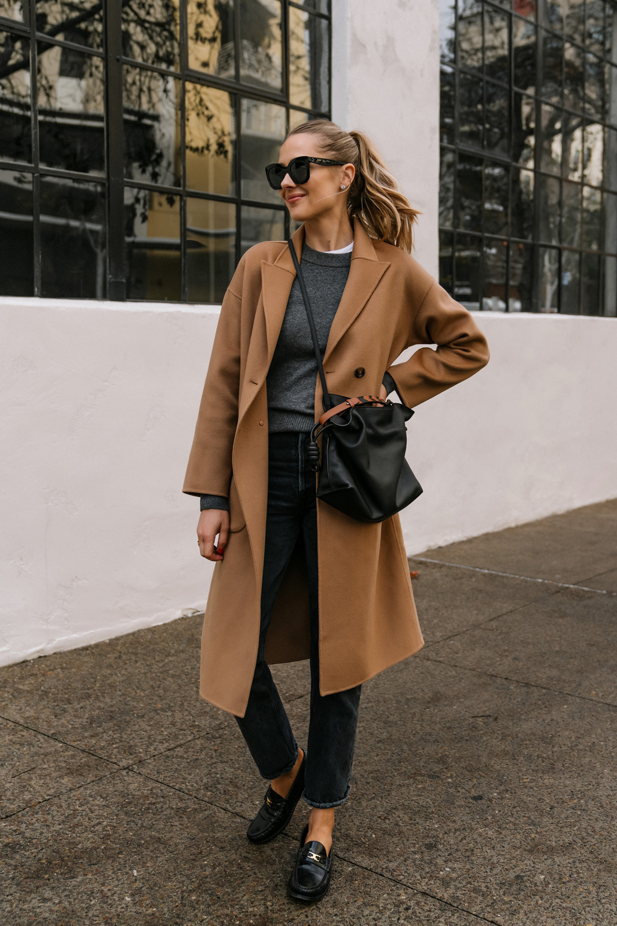 Versatile Camel Wool Coat with Loafers — Wool Coat Outfits