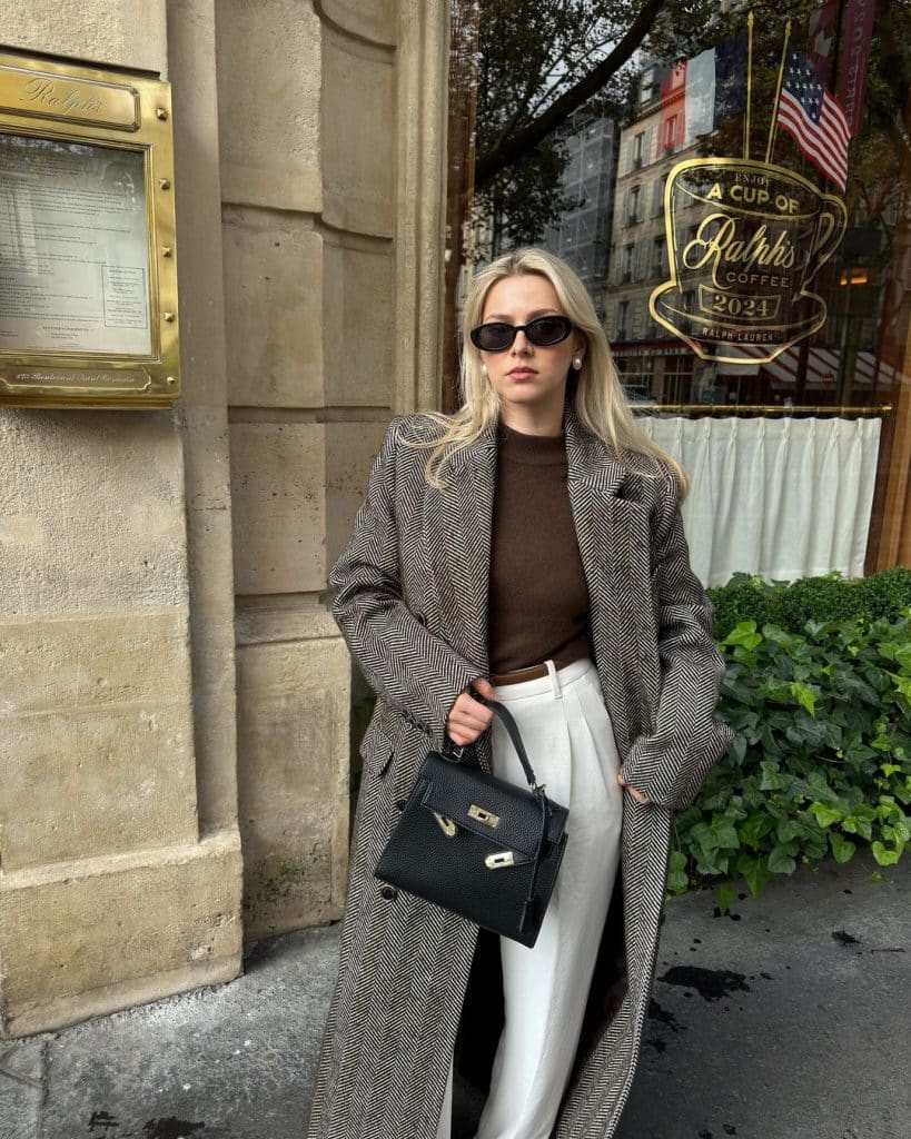 Herringbone Coat with Tailored Trousers Herringbone Coat with Tailored Trousers — Old Money Winter Outfits