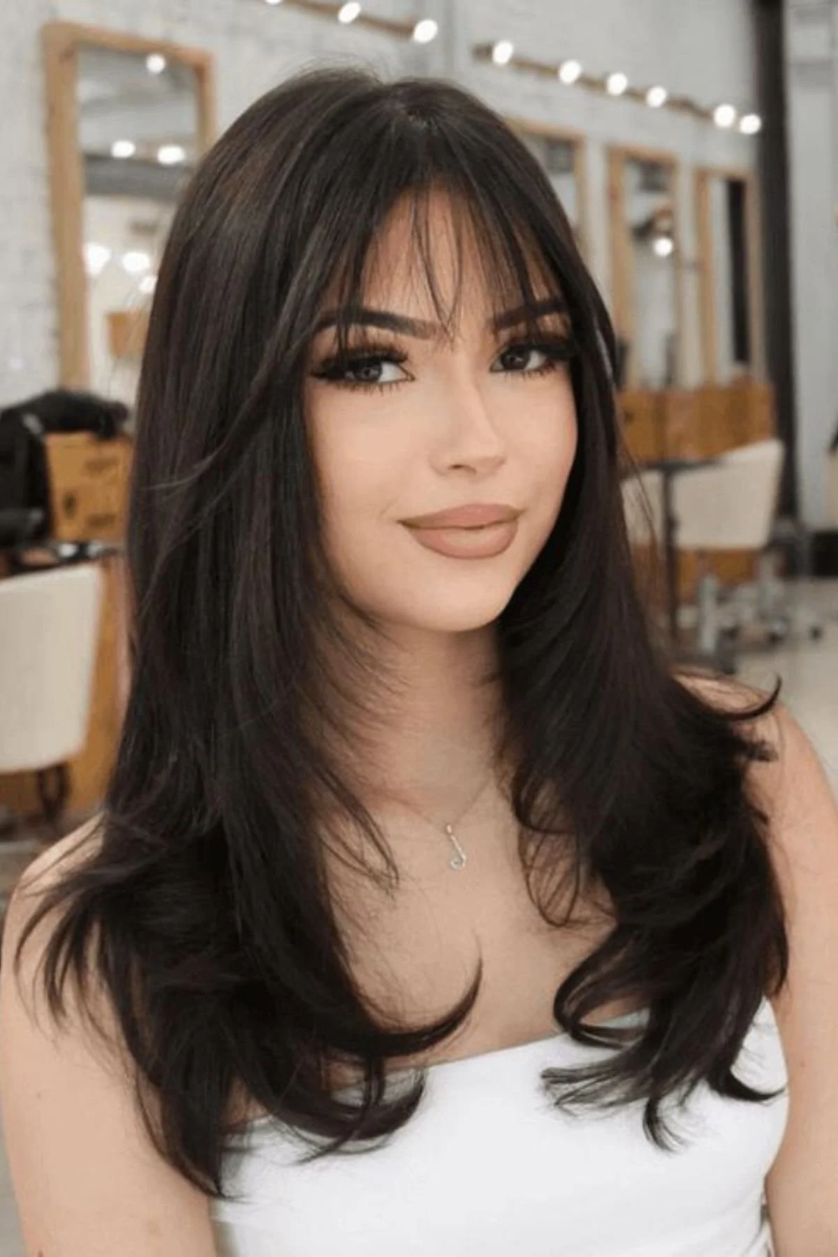 Collarbone Layered Shag With Bangs Collarbone Layered Shag With Bangs — Winter Haircuts for Women