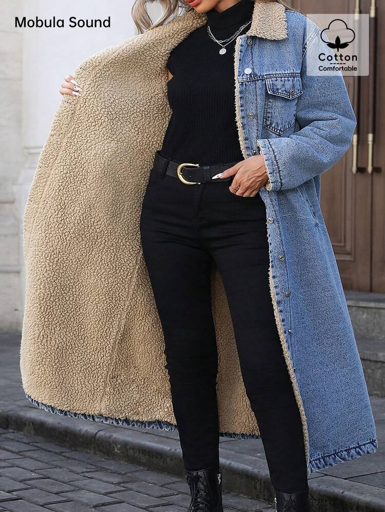 Sherpa-Lined Denim Jacket for Cozy Y2K Winter Appeal Sherpa-Lined Denim Jacket for Cozy Y2K Winter Appeal — Y2K Winter Outfits