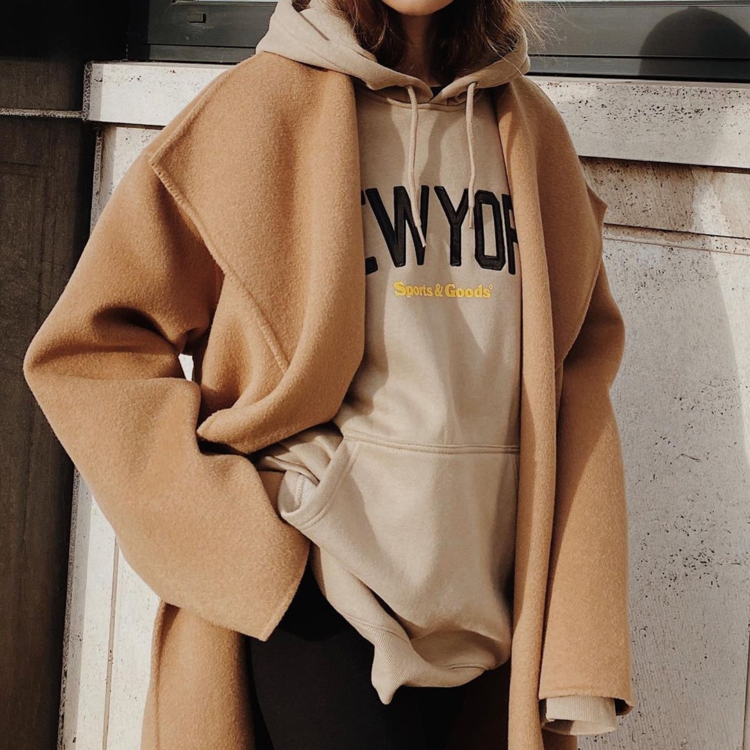 Oversized Coat and Hoodie: Chic Sophistication — Hoodie Outfits