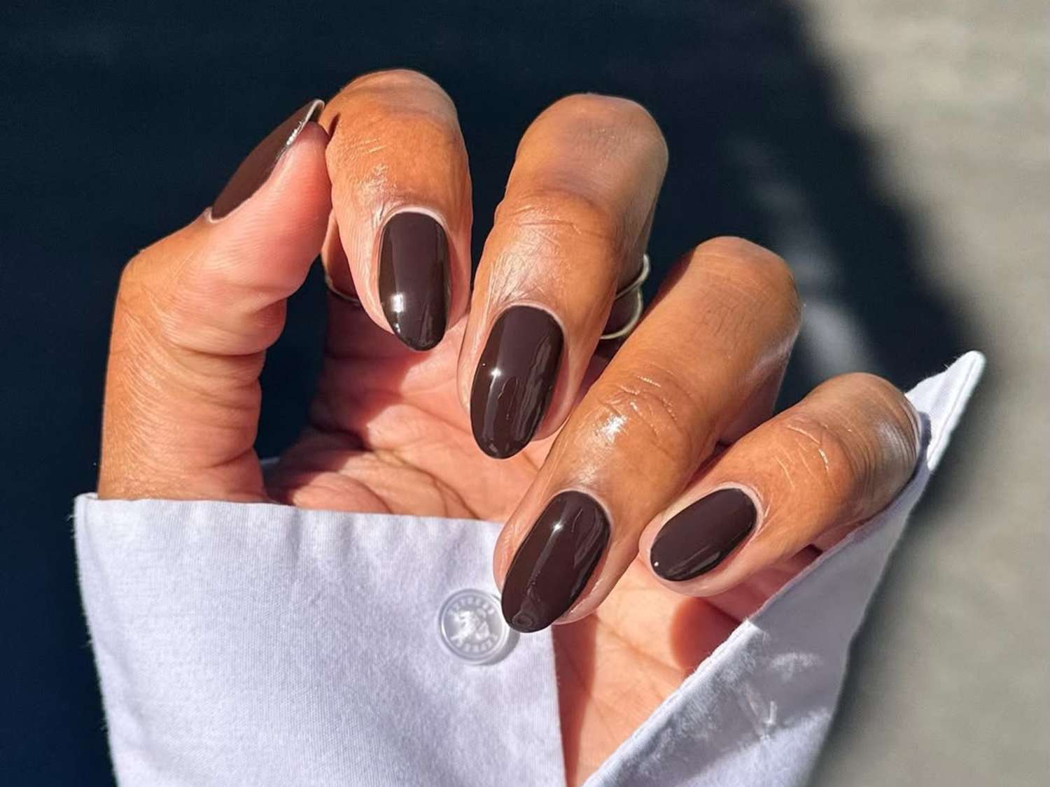 Rich Brown Glossy Oval Nails Rich Brown Glossy Oval Nails — Everyday Winter Nails