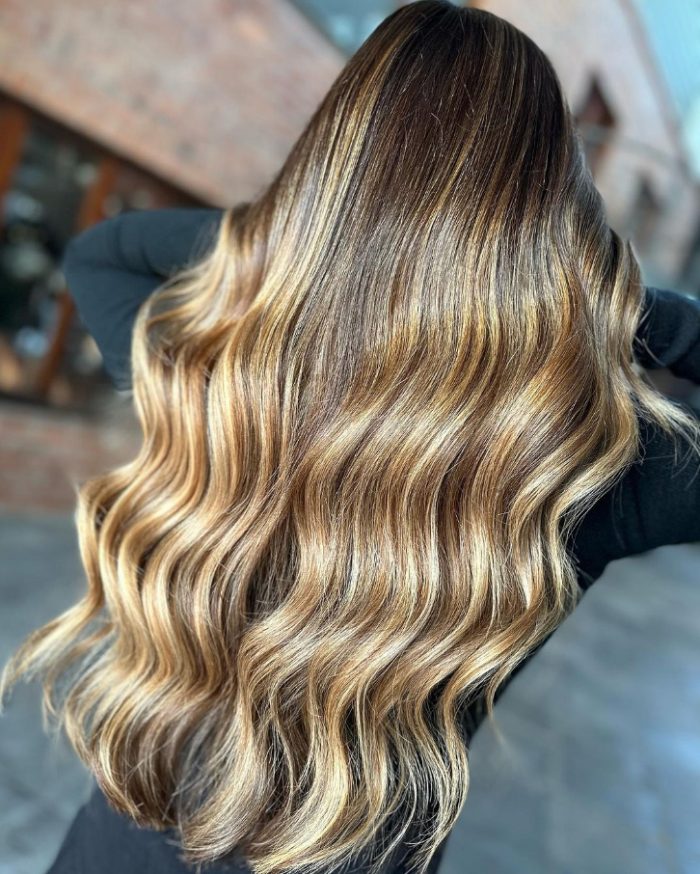 Layers Dark Brown With Honey Blonde Highlights — Winter Highlights
