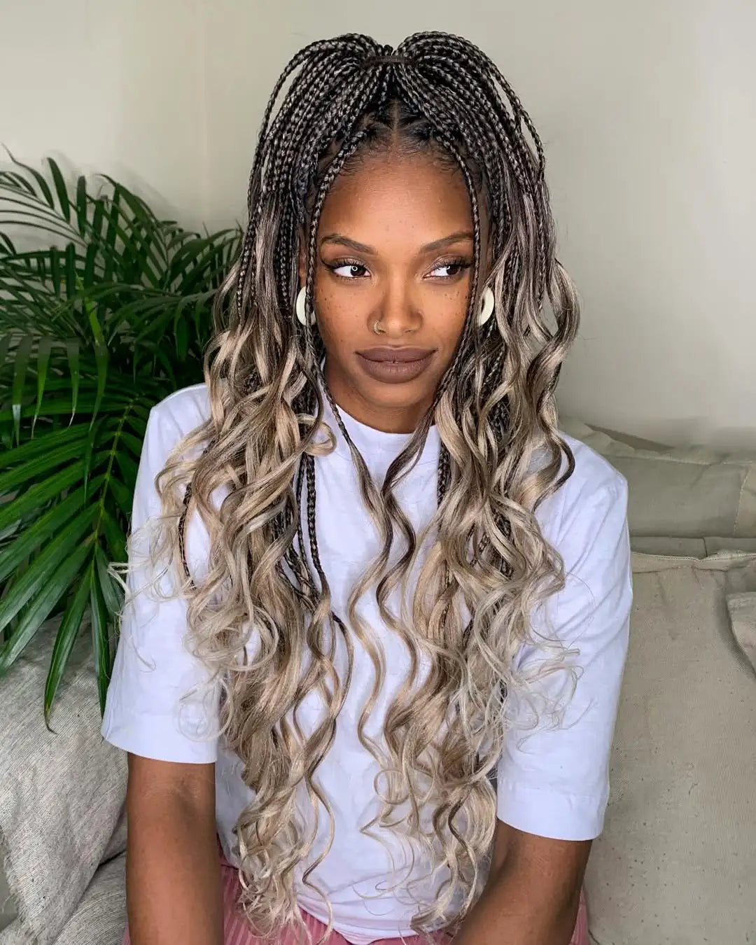 Box Braids With Ash Blonde Tips — Winter Braid Colors for Black Women