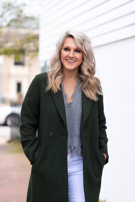 Stylish Dark Green Wool Coat with Fringe Detail Sweater — Wool Coat Outfits