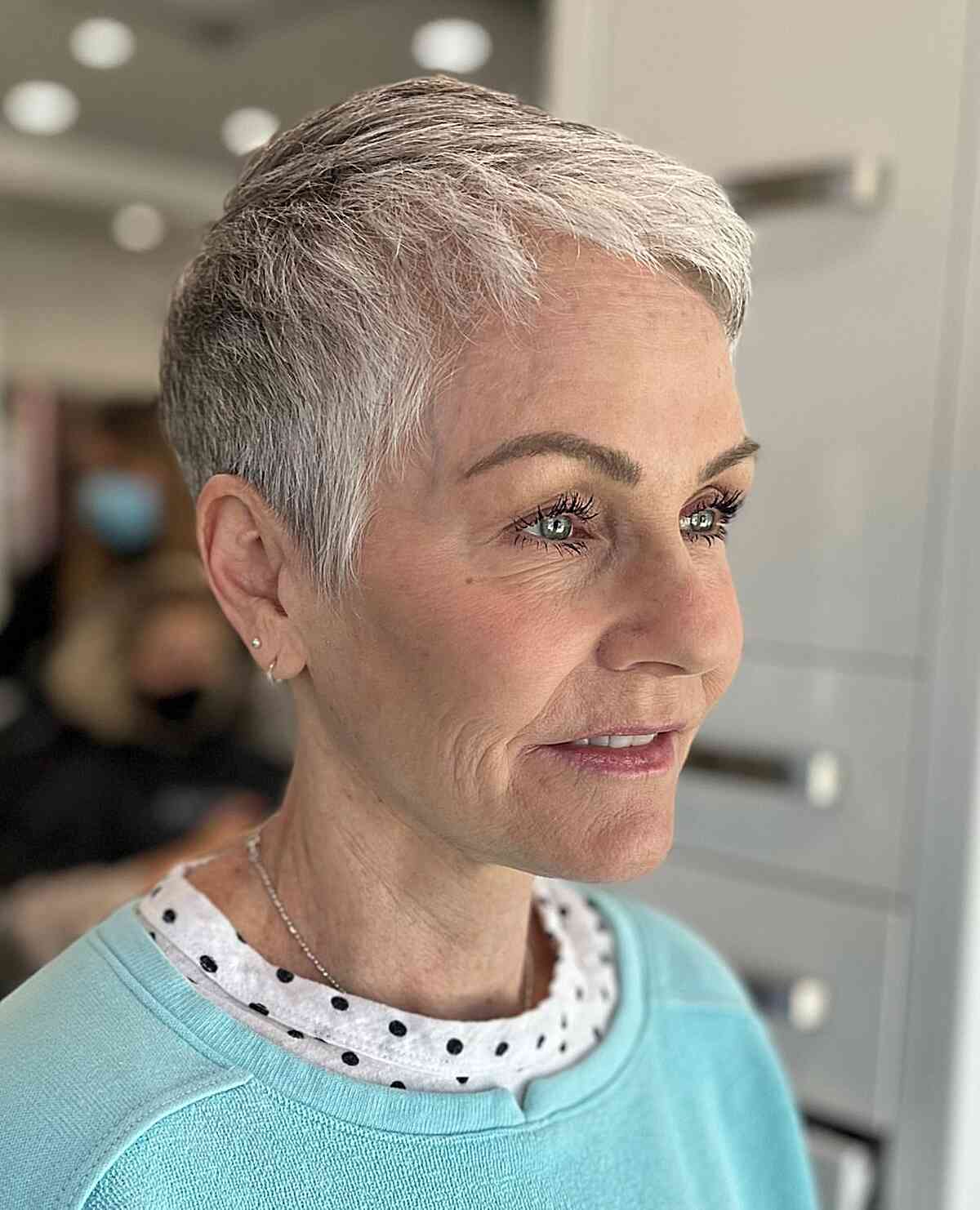 Textured Ash Blonde Pixie With Side View Textured Ash Blonde Pixie With Side View — Winter Pixie Haircuts