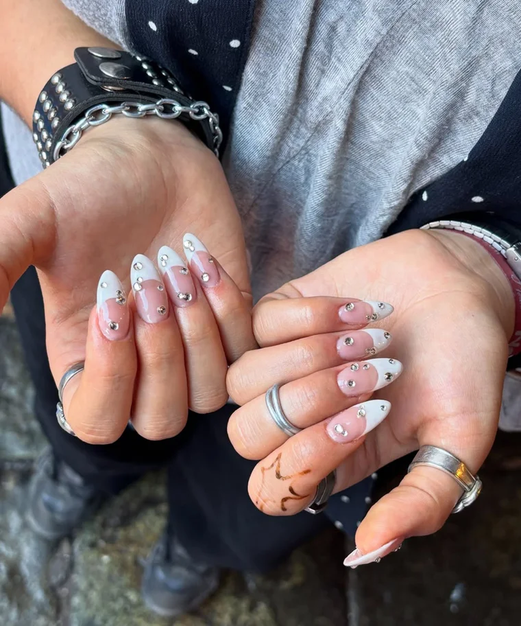 Rhinestone French Tip Accents Rhinestone French Tip Accents — french nail designs