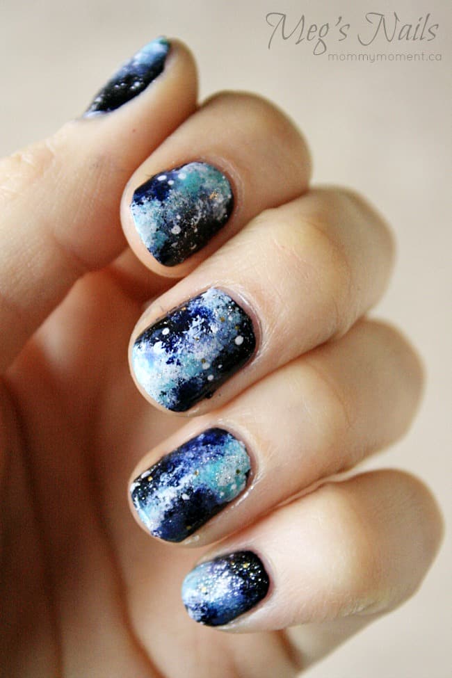 Galaxy Swirls on Deep Blue Base Galaxy Swirls on Deep Blue Base — Winter Nails for Kids