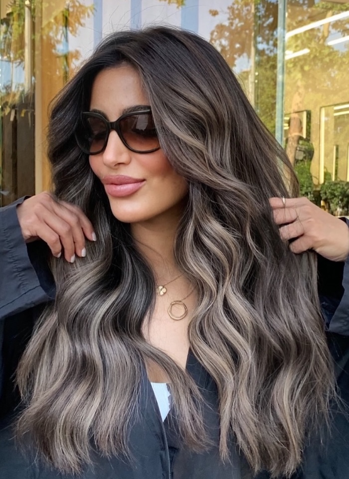 Mid-Back Deep Ash Brown with High Contrast Highlights — Ash Brown Hair