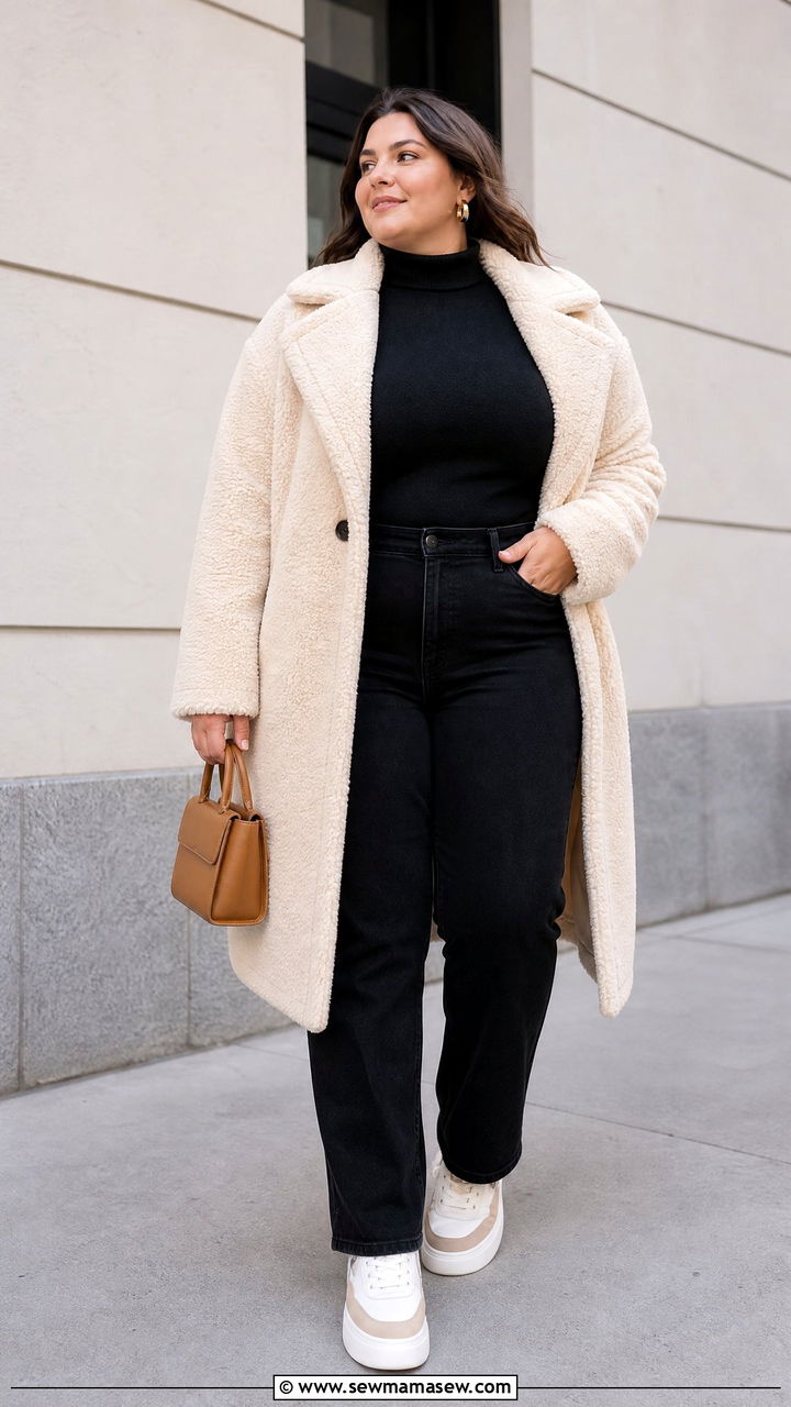 Cozy Cream Teddy Fleece Coat for Stylish Winter Looks Cozy Cream Teddy Fleece Coat for Stylish Winter Looks — Winter Outfits for Plus Size Women
