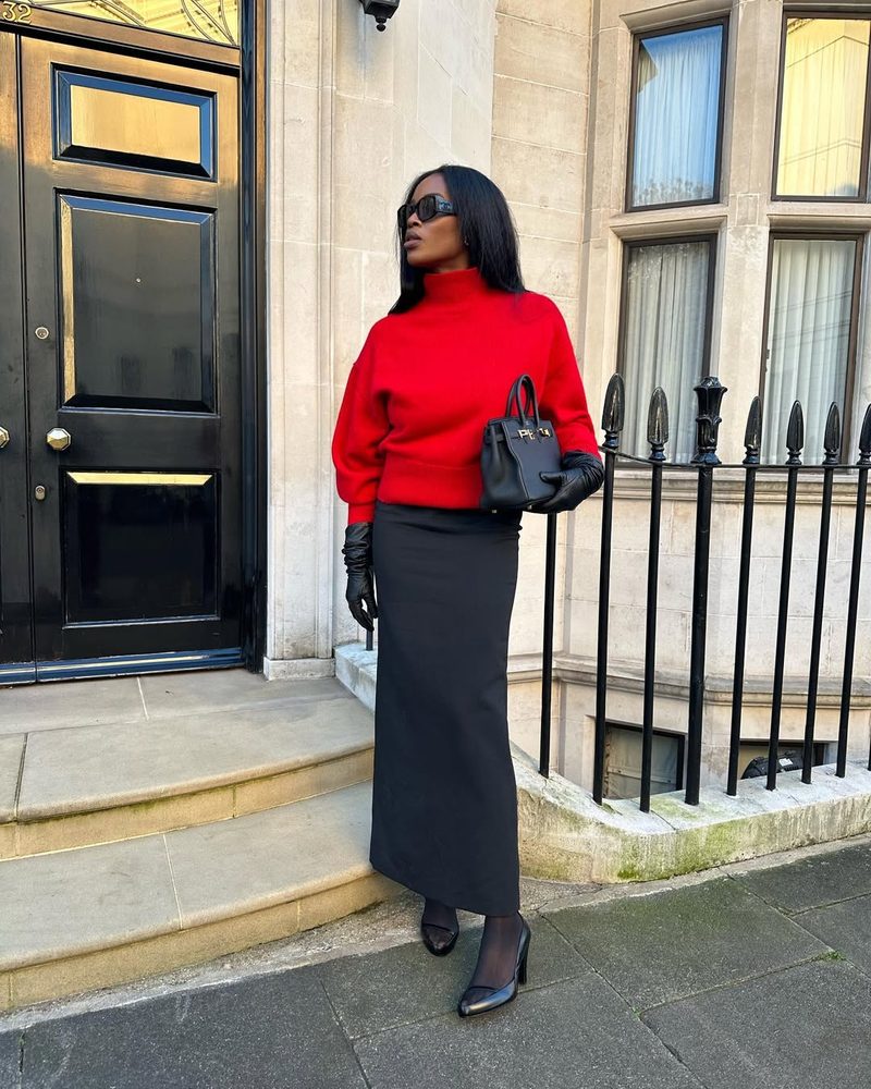 Vibrant Red Turtleneck for a Chic Monochromatic Winter Look Vibrant Red Turtleneck for a Chic Monochromatic Winter Look — Colorful Winter Outfits