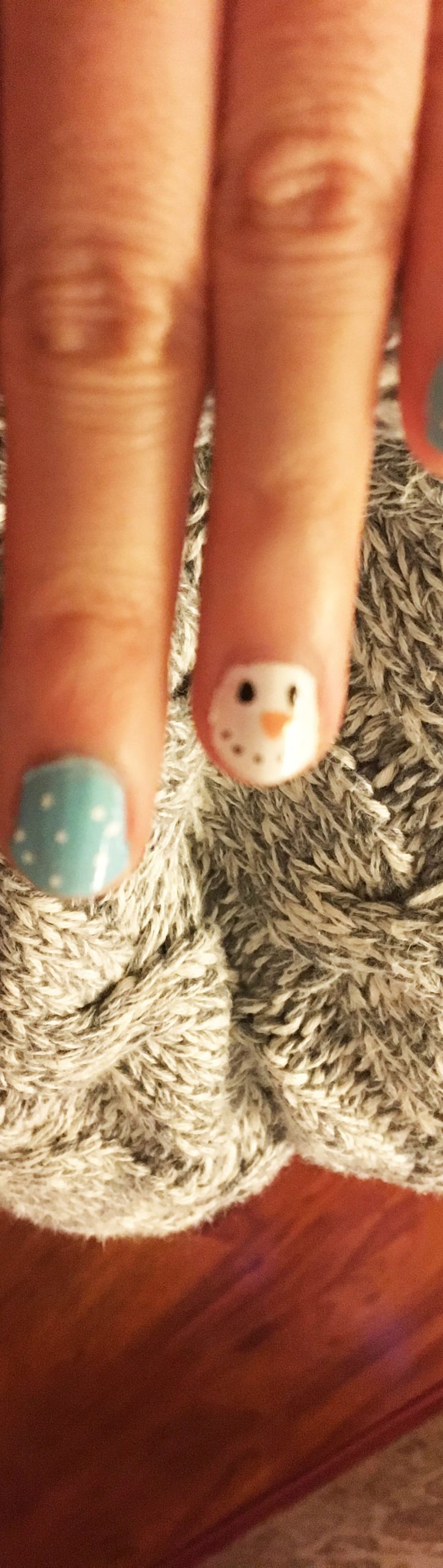 Snowman Face with Polka Dots Snowman Face with Polka Dots — Winter Nails for Kids