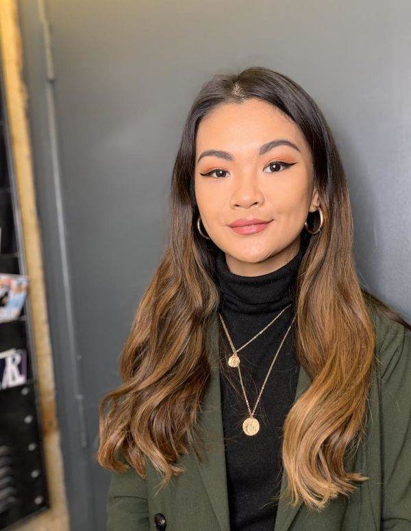 No Bangs Dark Brown With Caramel Highlights — Winter Hair Colors for Olive Skin