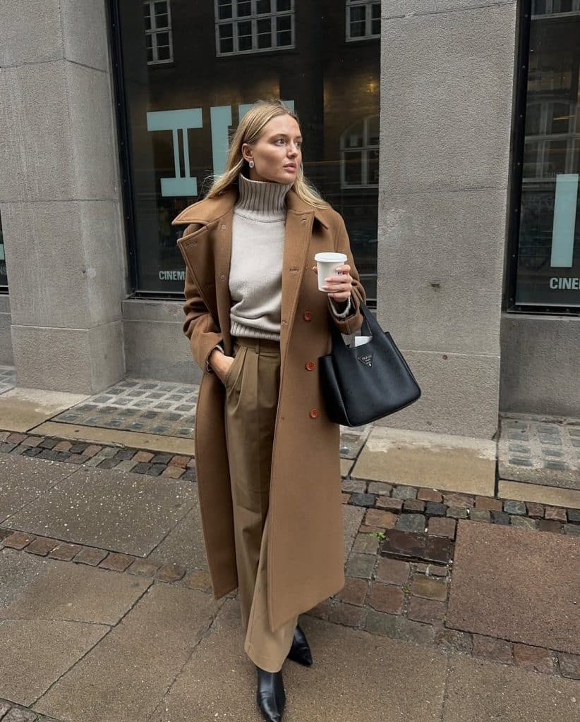 Camel Wool Coat with Relaxed Trousers Camel Wool Coat with Relaxed Trousers — Old Money Winter Outfits