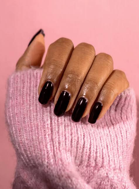 Glossy Deep Black Medium Square Nails Glossy Deep Black Medium Square Nails — Winter Nail Colors for Dark Skin
