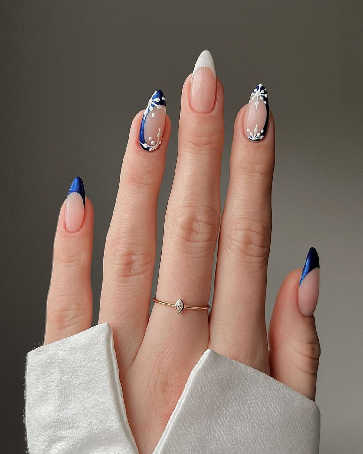 Clean Cuticle Work Even Application Visual Idea — Winter French Tip Nails