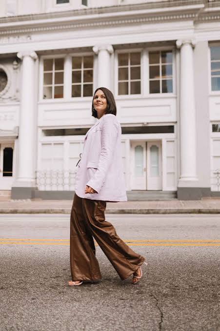 Relaxed Brown Satin Trousers with Oversized Blazer Relaxed Brown Satin Trousers with Oversized Blazer — Chocolate Brown Outfits