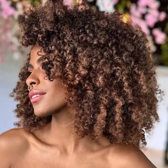 Medium Brown With Golden Blonde Balayage — Winter Hair Colors for Curly Hair
