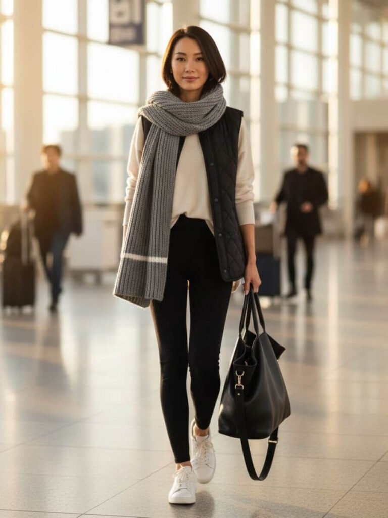 Travel Ready: Puffer Vest and Knit Layers — Minimalist Winter Outfits
