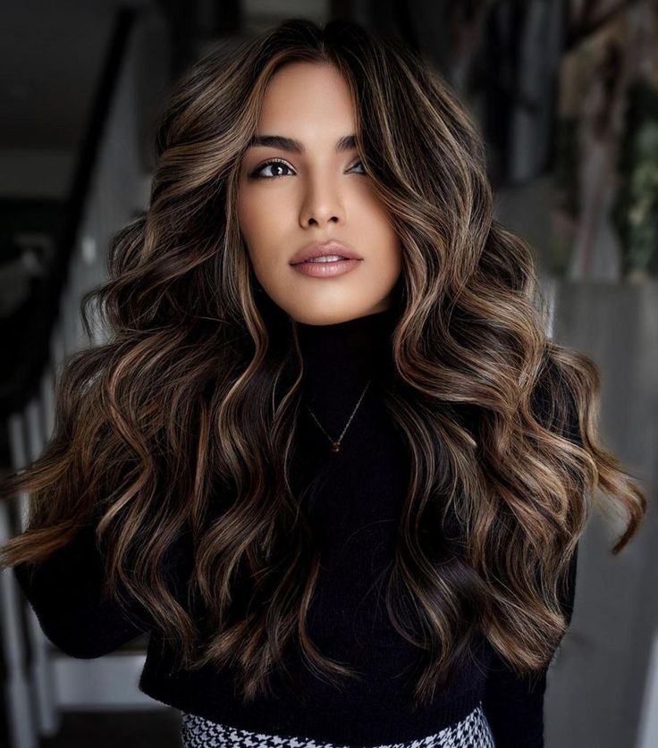 Dark Brown With Caramel Honey Highlights Dark Brown With Caramel Honey Highlights — Winter Brown Hair Colors