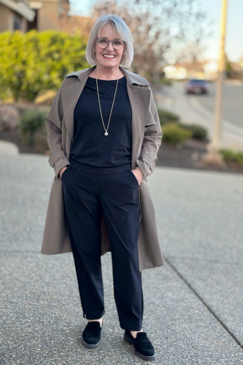 Taupe Trench Coat Over Black Separates for Smart Casual Appeal Taupe Trench Coat Over Black Separates for Smart Casual Appeal — Winter Outfits for Women Over 60