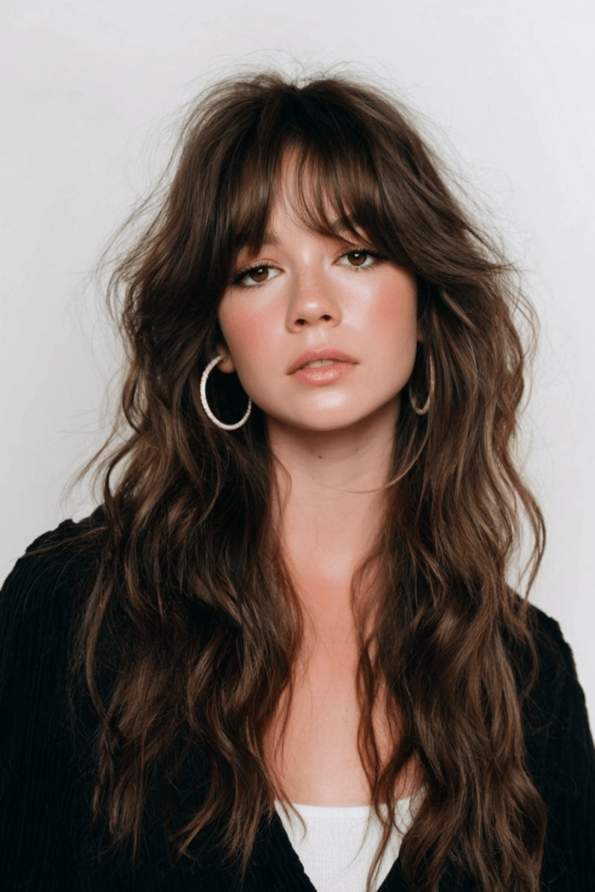 Mid-Back Medium Brown Shag With Long Layers Mid-Back Medium Brown Shag With Long Layers — Winter Shag Haircuts