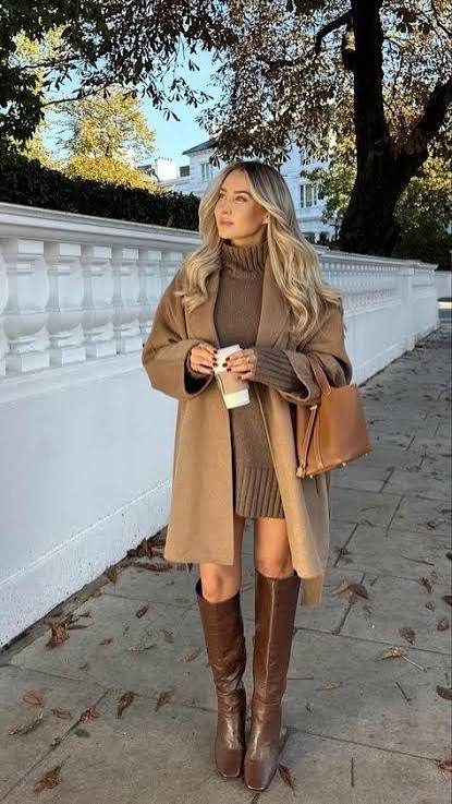 Cohesive Neutral Palette with Camel Coat and Leather Boots Cohesive Neutral Palette with Camel Coat and Leather Boots — Classy Winter Outfits