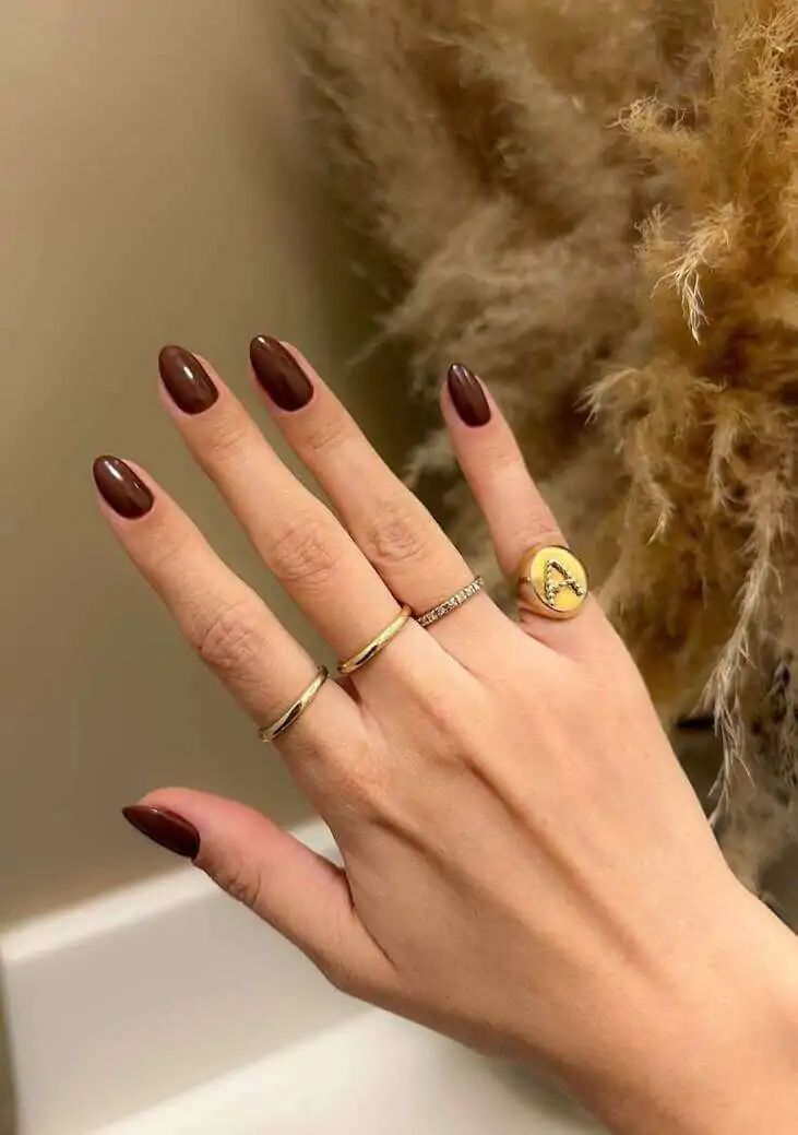 Sophisticated Glossy Chocolate Almond Sophisticated Glossy Chocolate Almond — Chocolate Brown Nails